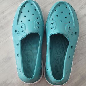 Sperry Water Shoes Womens 5 Blue Red Specs Rubber Slip On Low Top